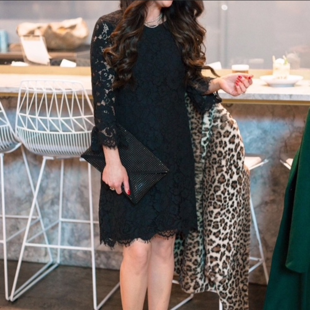Ann Taylor Lace Fluted Sleeve Flare Dress